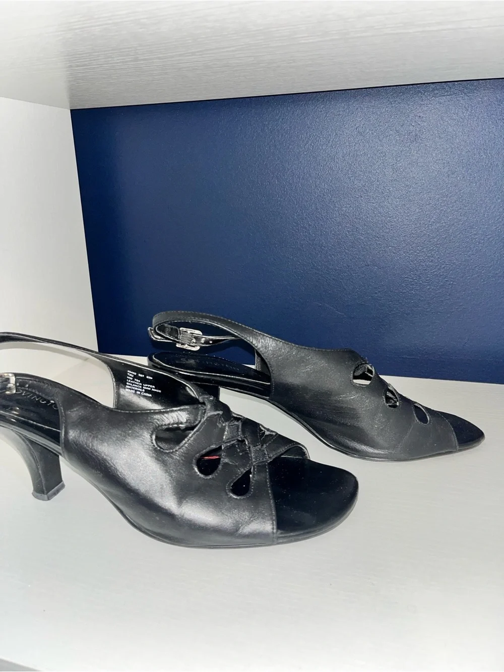 Covington Black Cutout Slingback Heels